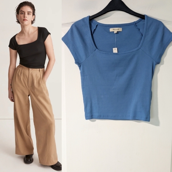 Madewell Tops - NWT Madewell | Supima Rib Square-Neck Tee In Hermitage Blue